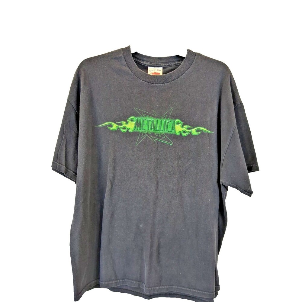 Vintage 2002 Metallica UV Band T Shirt XL Black Cotton Rock Tee Pushead Graphic